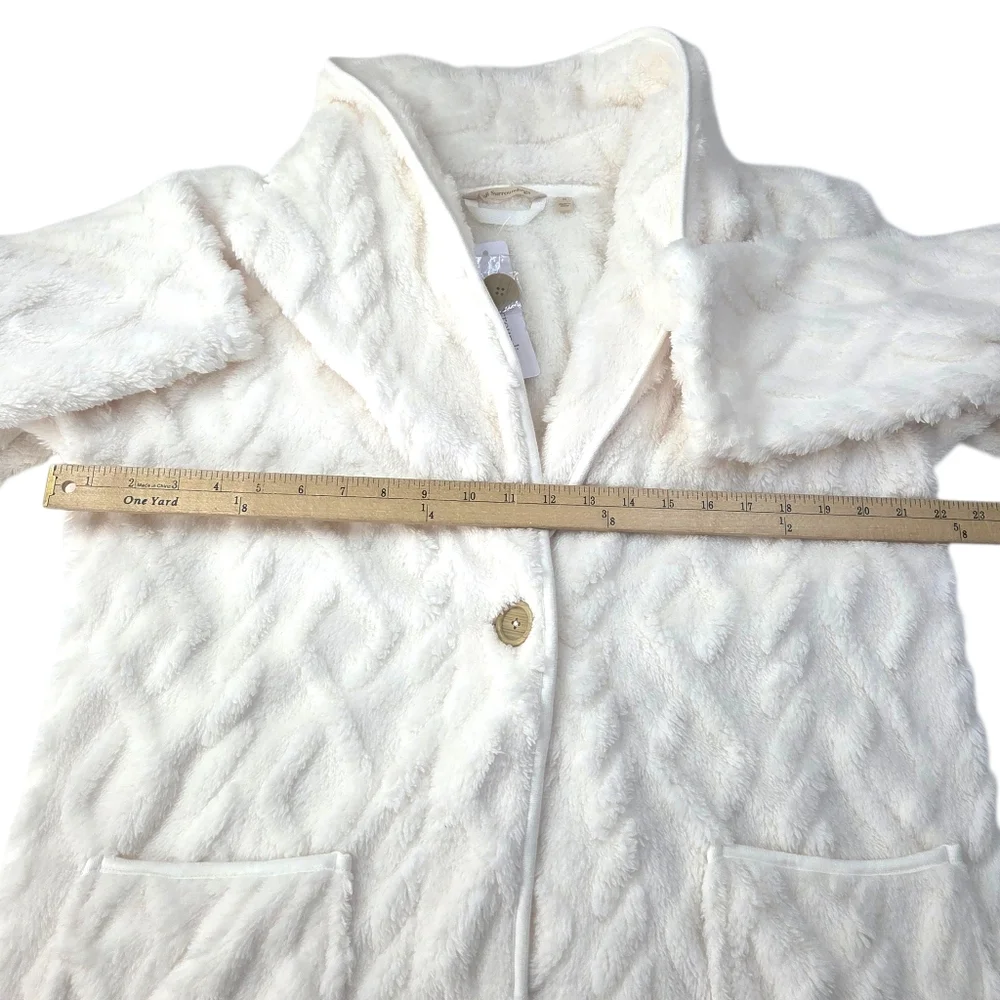 Soft Surroundings Cozy Fleece Cardigan Jacket Coatigan NEW Womens Medium White